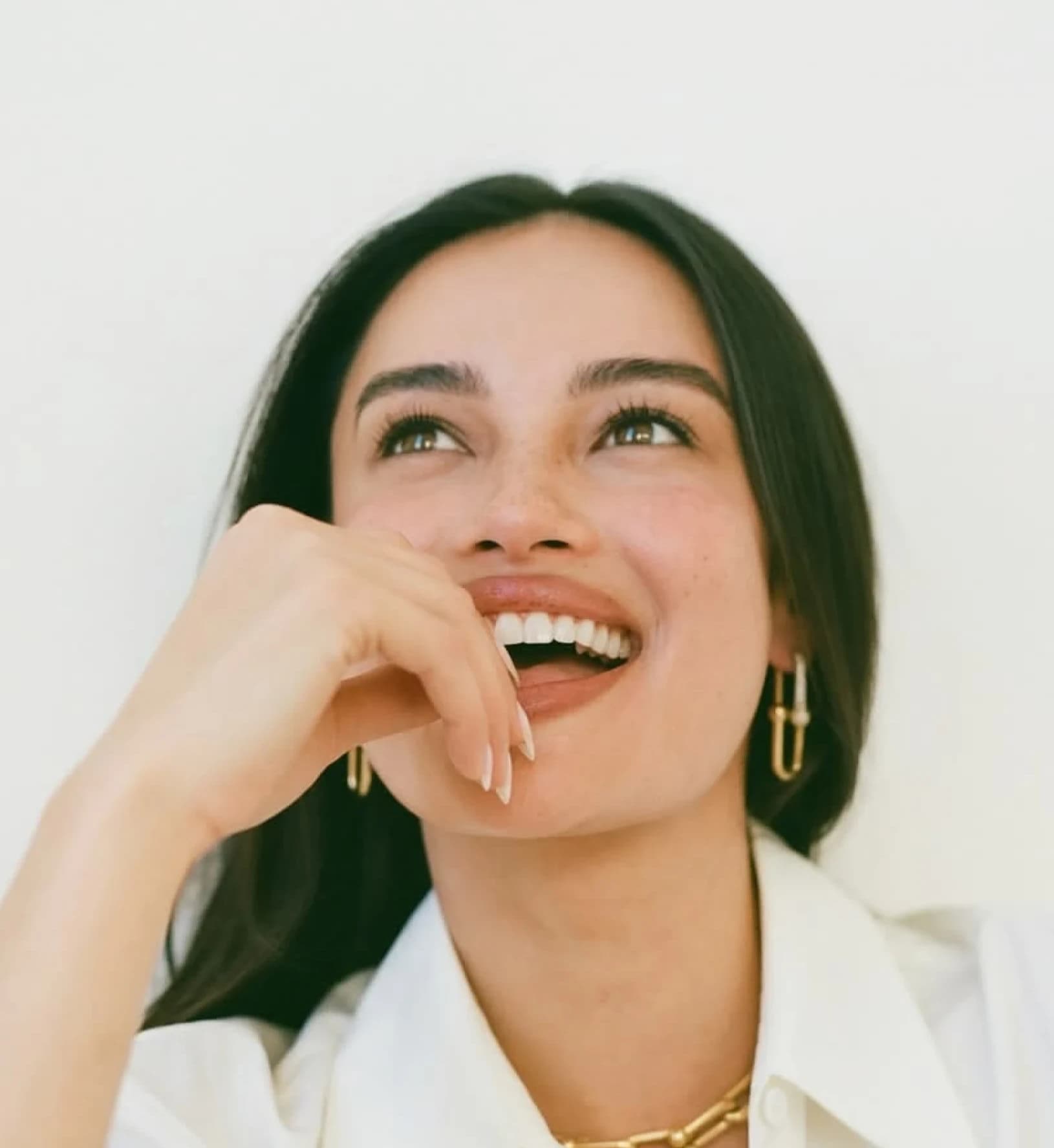 Portrait of a laughing attendee in a matched group