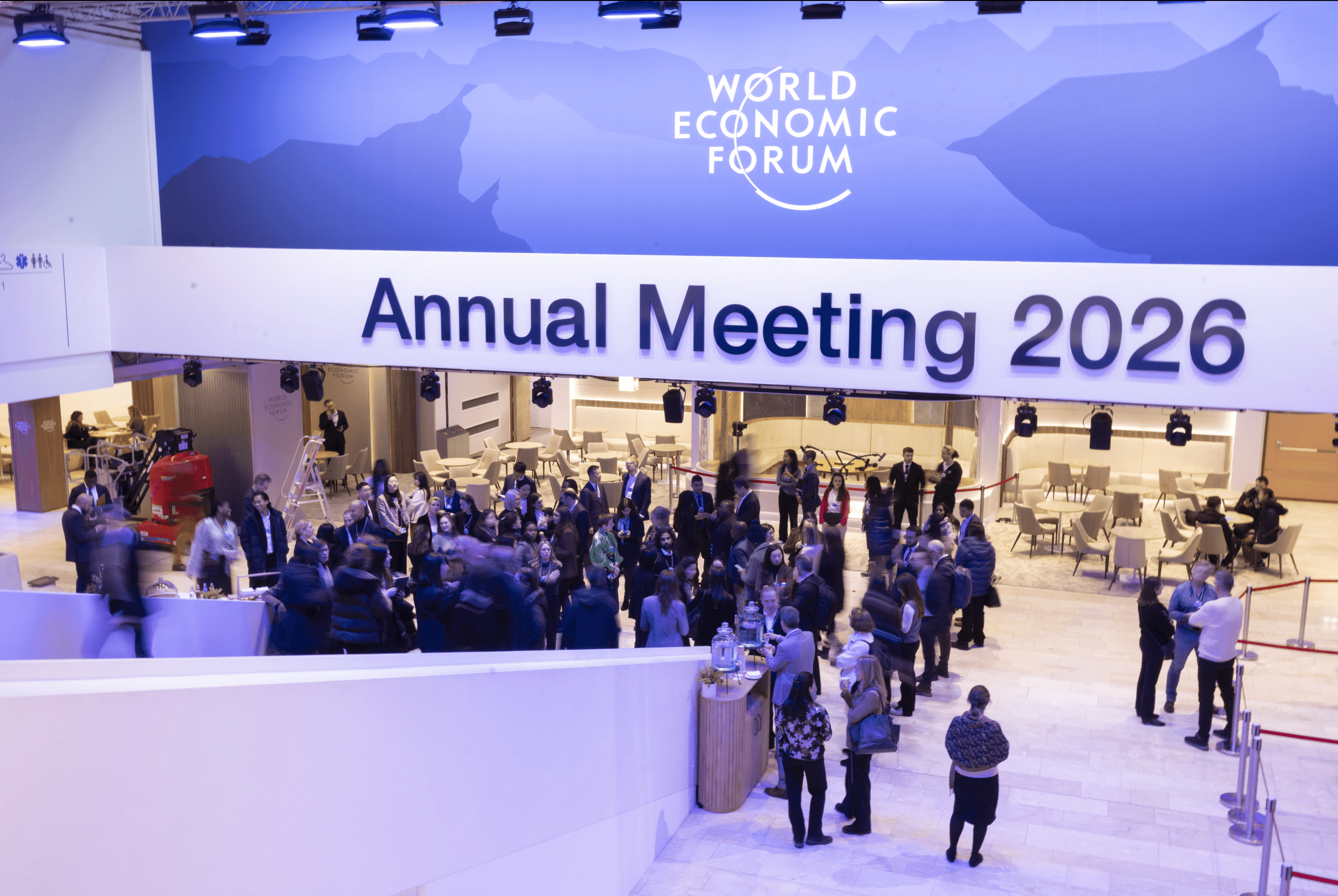 Delegates gathered in the concourse of the World Economic Forum Annual Meeting